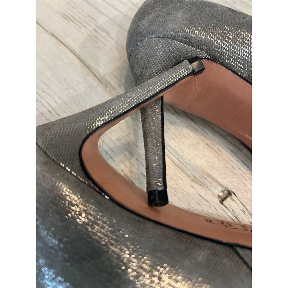 Tory Burch Shaila Heel Women's Pumps Gray Silver Black Cap Toe Size 9.5 - Picture 13 of 16